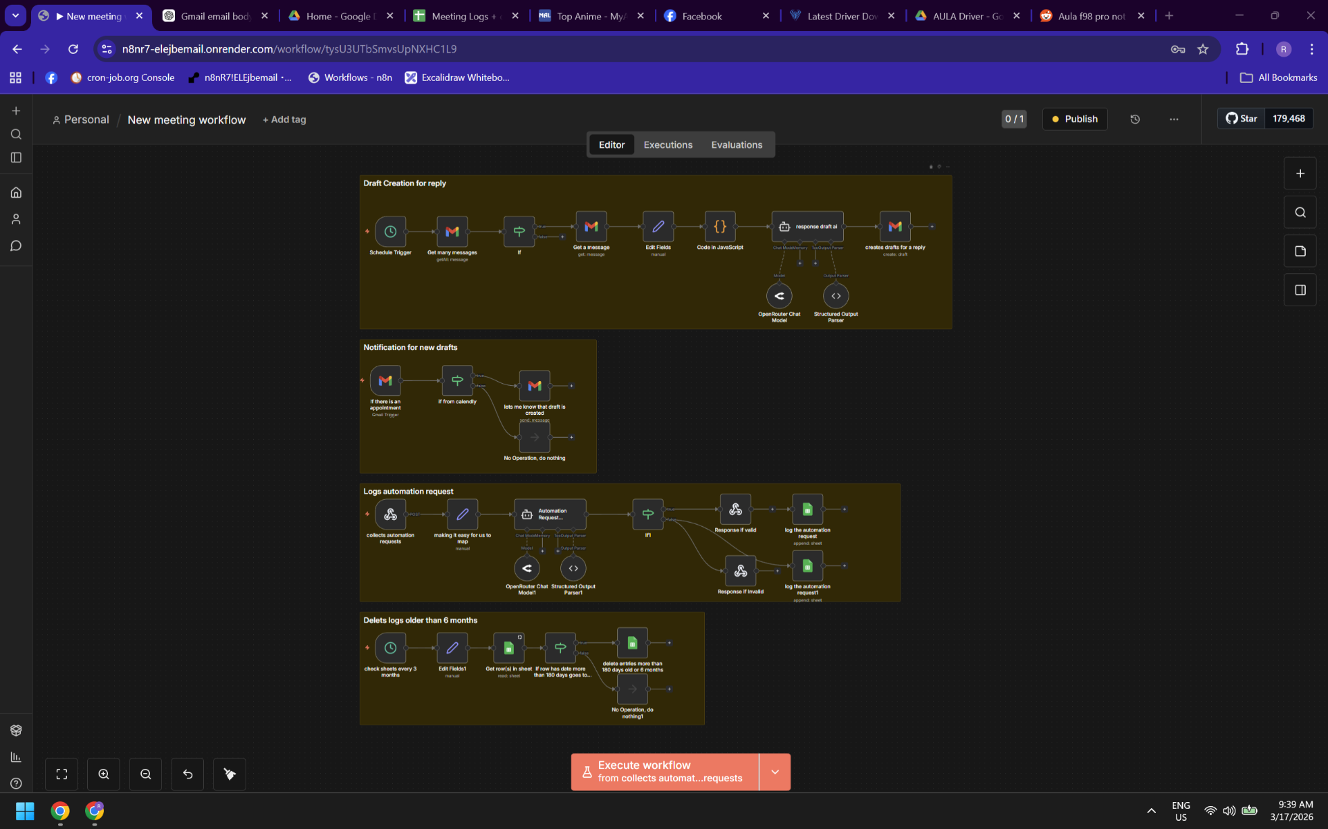AI Email Draft & Meeting Workflow